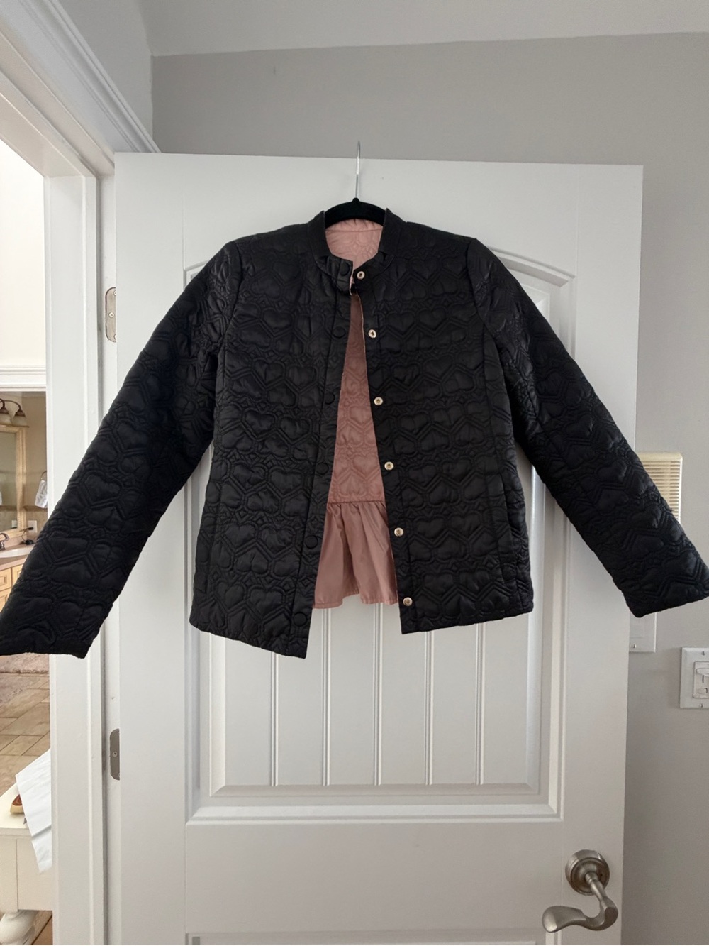 kate spade Black reversible pink heart Quilted Jacket size xxs 0